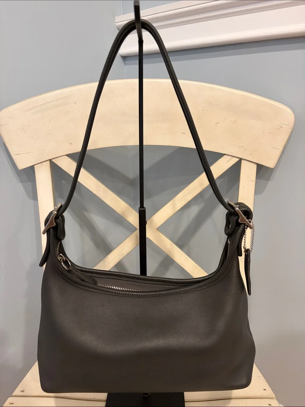 Coach Y2K Legacy Gray Small Hobo Leather Shoulder Bag - RARE 2001